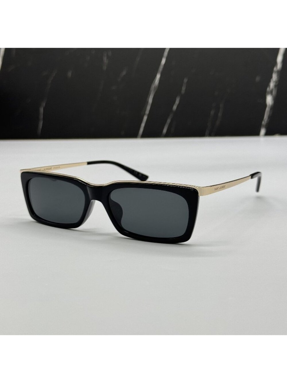 NWT Saint Laurent SL766/F 001 Black Gold Unisex Sunglasses Authentic